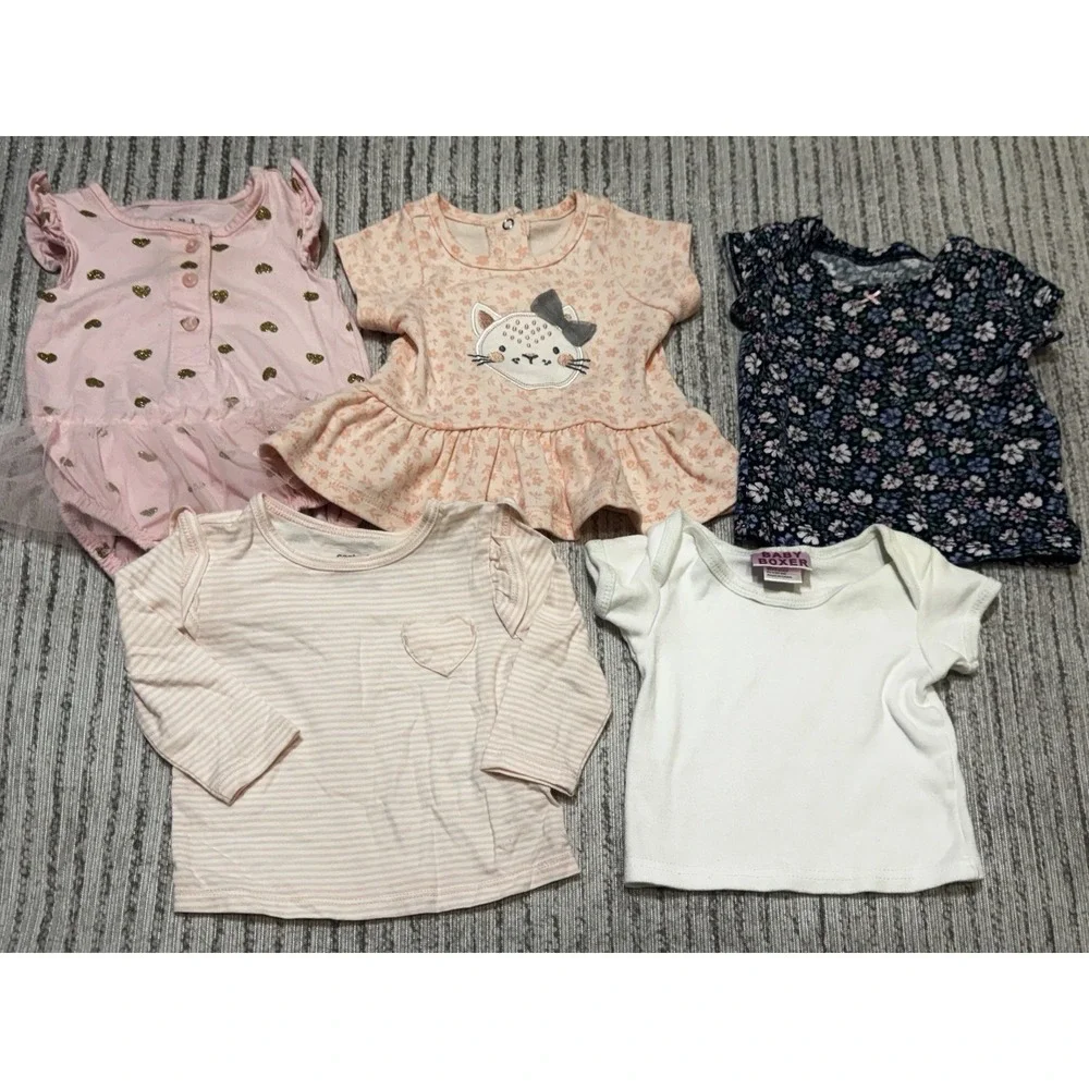 Baby Girl Clothes Lot 3-6‎ Months Carter's Mini Bean Dresses Tops 5 Pc Bundle